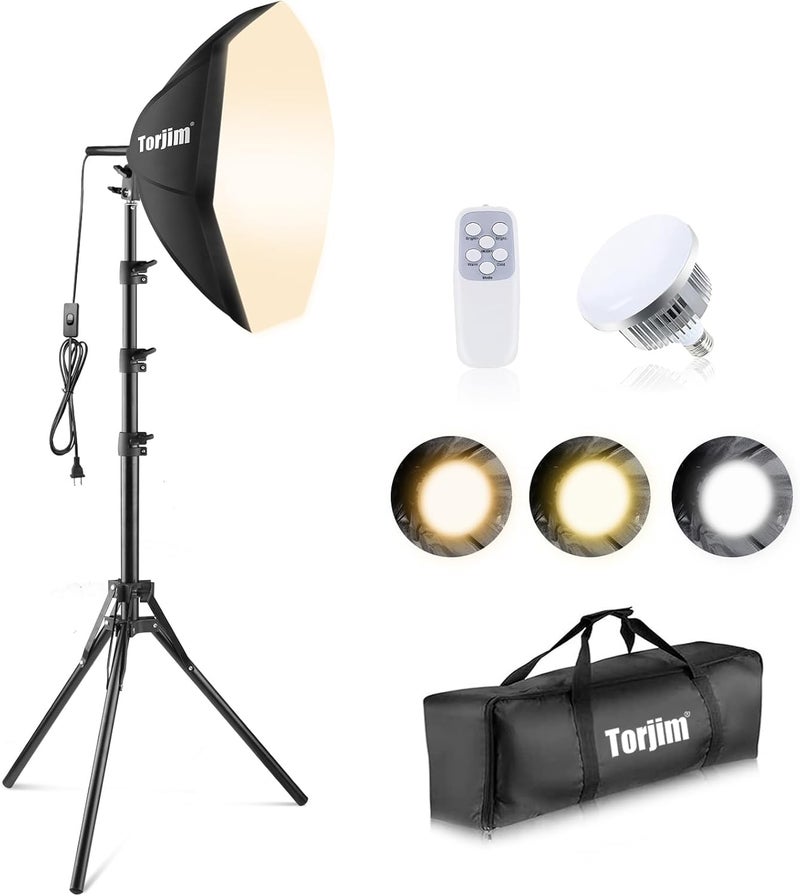 Torjim Softbox Photography Lighting Kit, 20'' x 20'' Professional Softbox Lighting Kit with 85W 3000-7500K LED Bulbs, Studio Lights for Photography/Video Recording/Live Streaming - Image 1